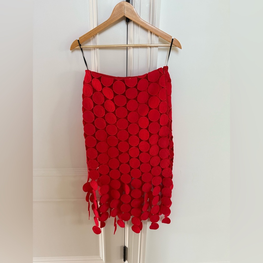 Commense Red Circle Embellished Mini Skirt- size small.